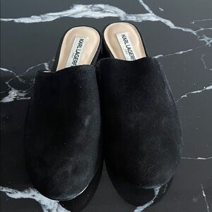 Karl Lagerfeld Black Suede Loafers